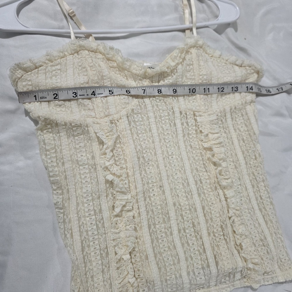 Vintage Y2K No Boundaries Womens Babydoll Lace Tank Top Size Large Ivory Fairy - Picture 7 of 7